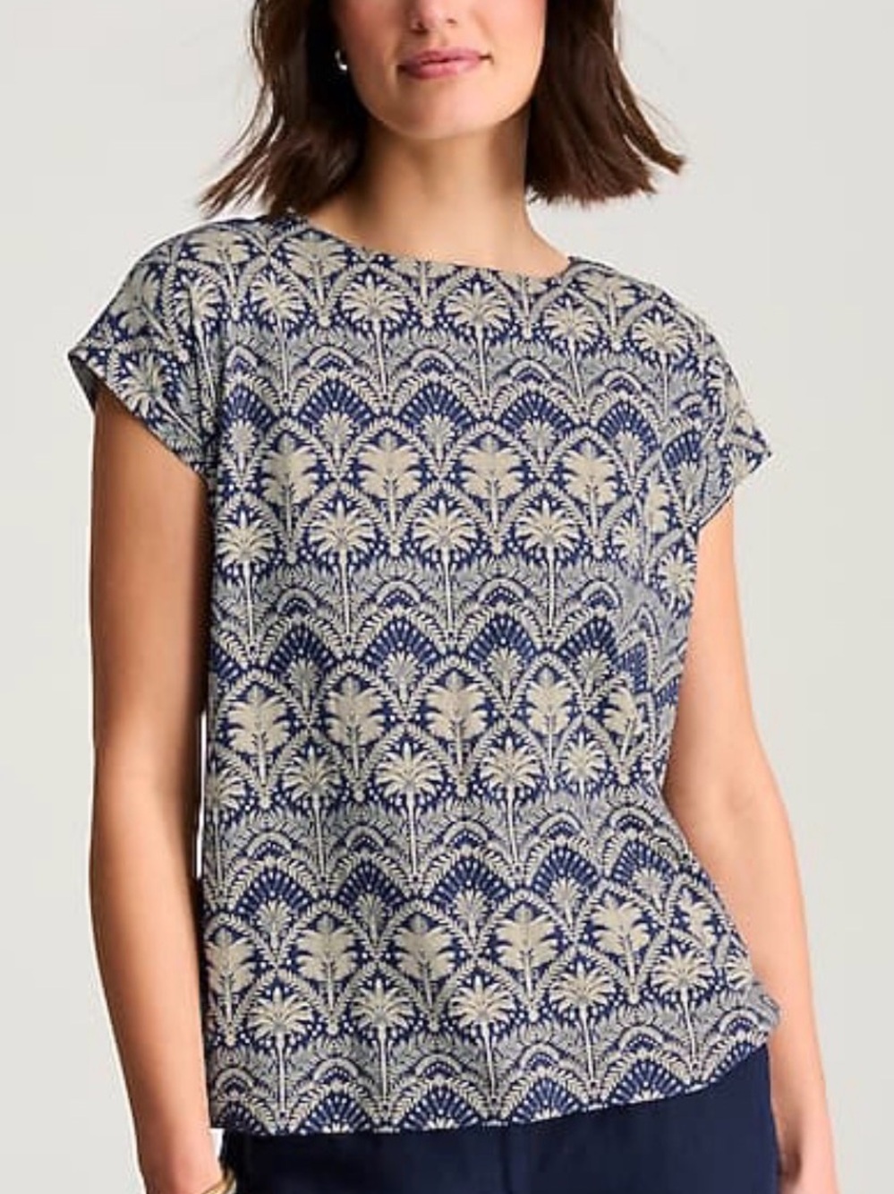 J. Jill Boat Neck Buttoned-Back Tee